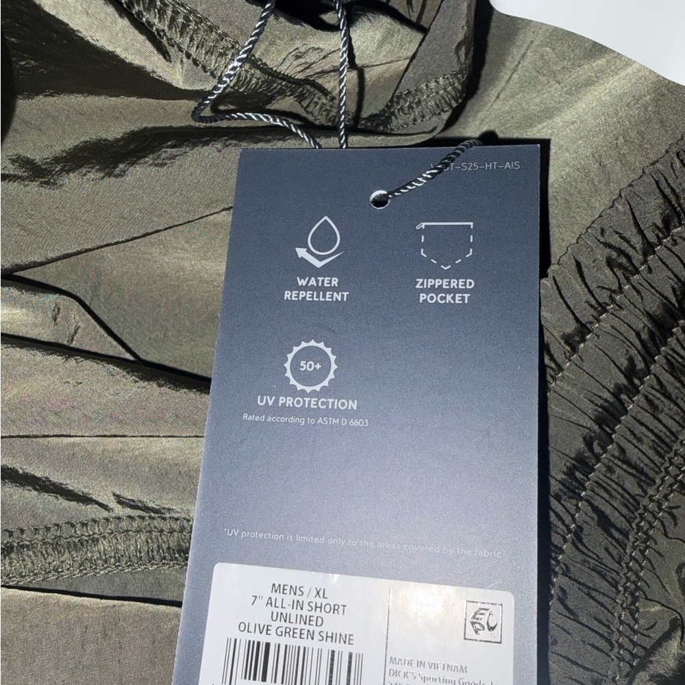 Men’s New VRST Men's 7" All-In Unlined Short Shorts Olive Green Shine Size - Picture 8 of 10